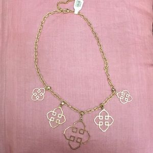 New yellow gold tone geometric cut necklace